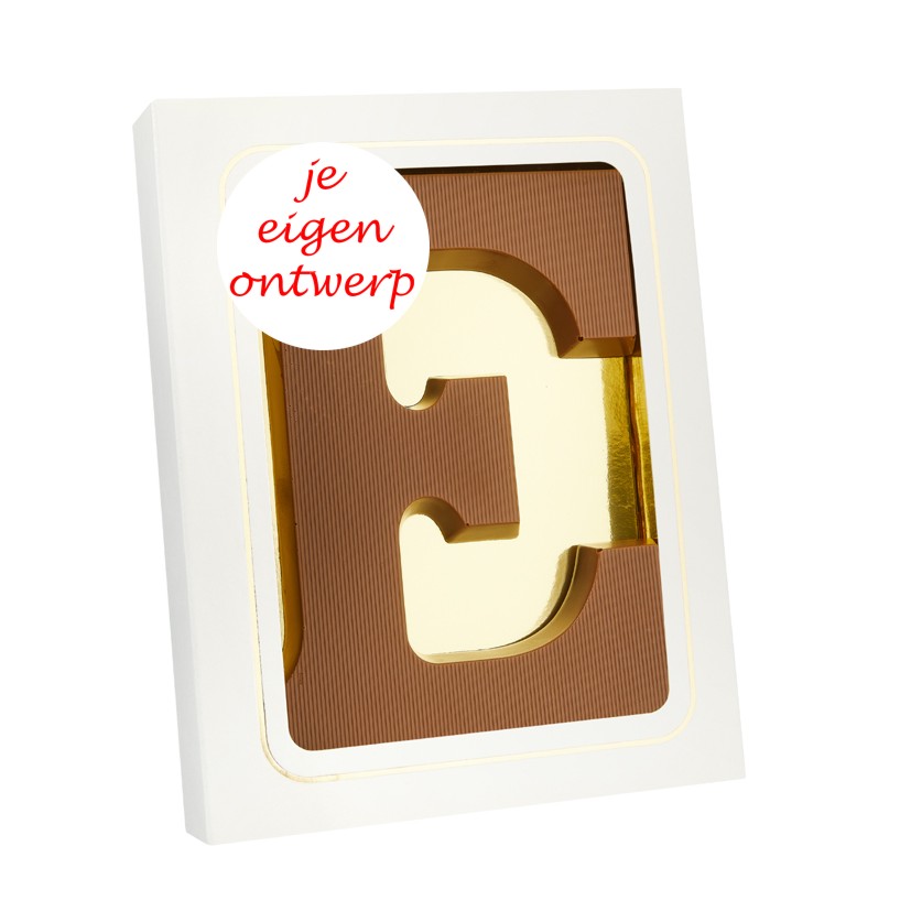 chocoladeletter met logo stickertje