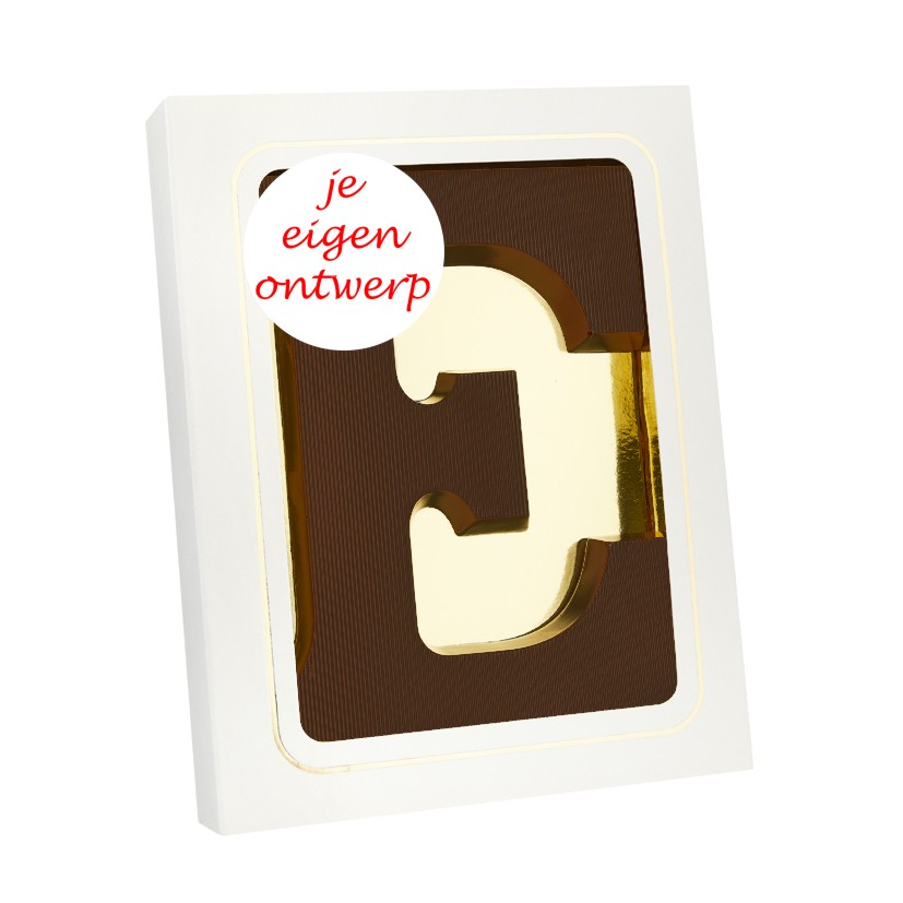 chocoladeletter met logo stickertje