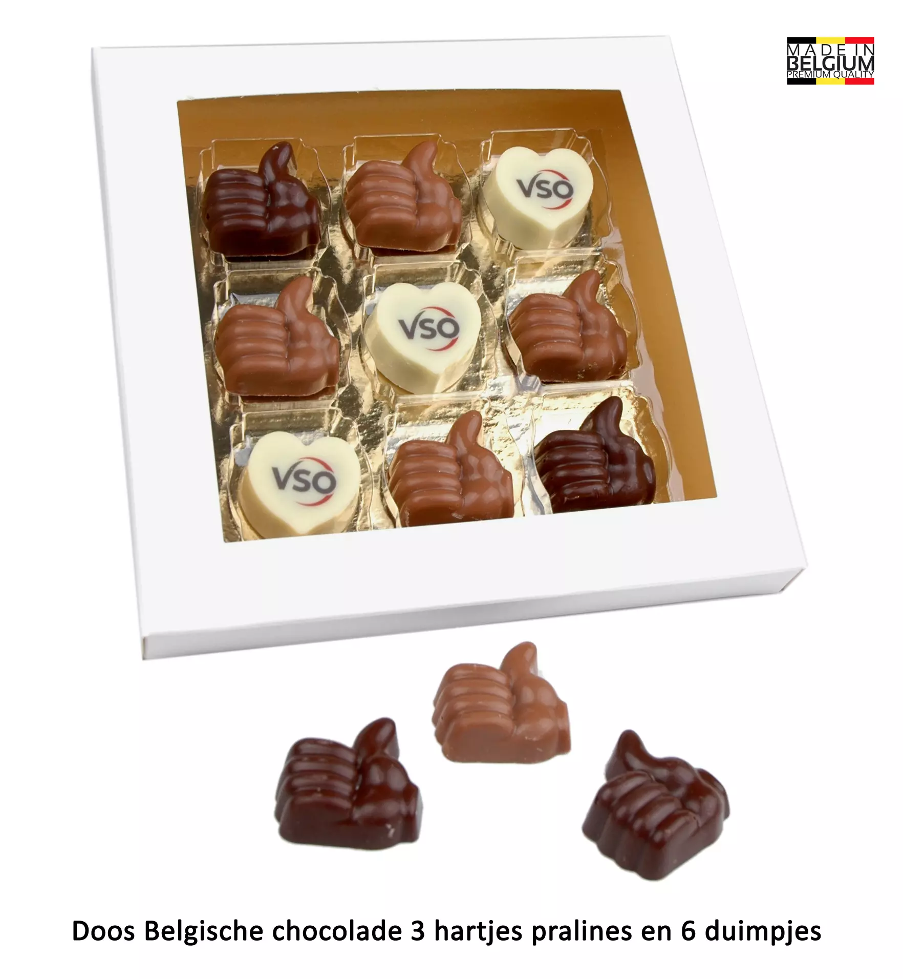 geschenkdoos met 6 like duim en 3 logobonbons