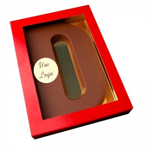 Letter D met logo melkchocolade