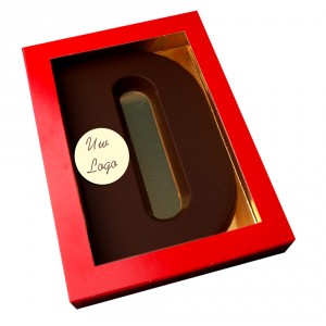 Letter D met logo pure chocolade