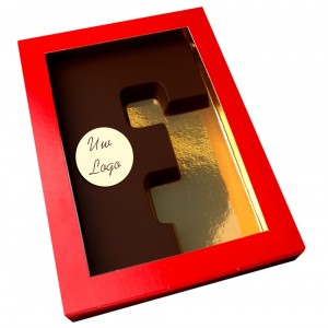 Letter F met logo pure chocolade