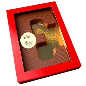 Letter E met logo melkchocolade