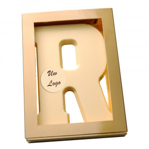 Letter R met logo wit