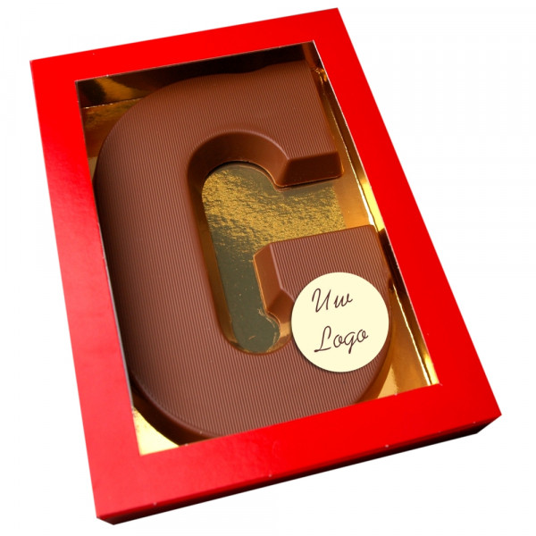 Letter G met logo melkchocolade