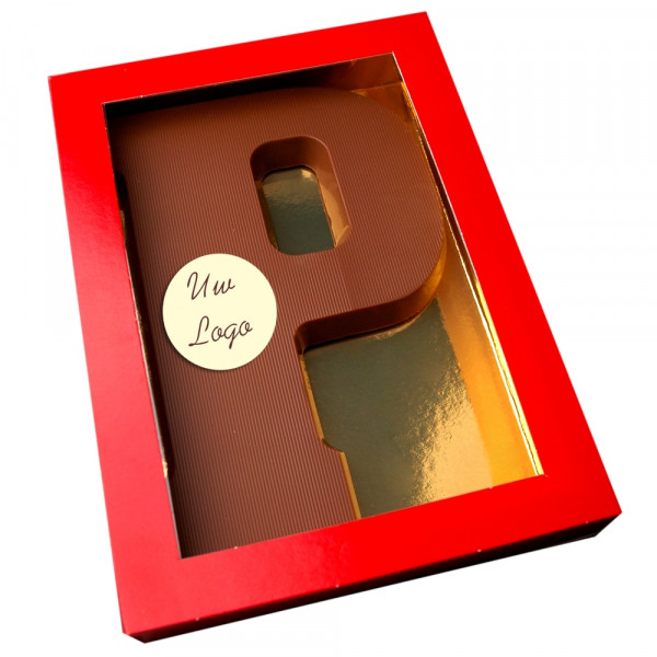 Letter P met logo melkchocolade